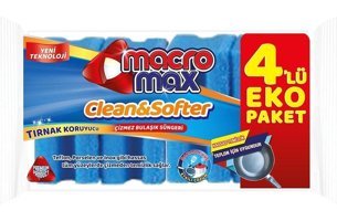 Macromax Clean Softer Oluklu 4'lü Bulaşık Süngeri