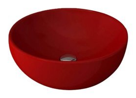 Bocchi Venezia Tekli 45 cm Seramik Tezgah Üstü Çanak Lavabo Kırmızı