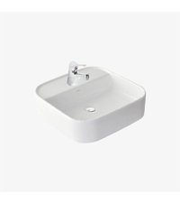 Güral Vit Nova Tekli 42 cm Seramik Tezgah Üstü Kare Lavabo Beyaz
