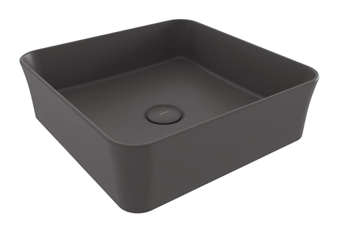 Bocchi Sottile Slim Tekli 38 cm Seramik Tezgah Üstü Kare Lavabo Mat Antrasit