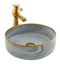 Lena E-7026 Tekli 35 cm Porselen Tezgah Üstü Çanak Lavabo Çok Renkli