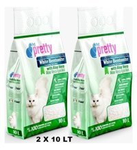 Pet Pretty Aloe Vera Kokulu Topaklanan İnce Taneli Bentonit Kedi Kumu 2x10 lt
