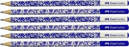 Faber-Castell Çiçek Desenli 6'lı Yuvarlak Siyah HB Kurşun Kalem Seti