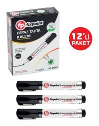 Fixpoint P-5723 12'li Doldurulabilir Silinebilir Siyah Tahta Kalemi Seti