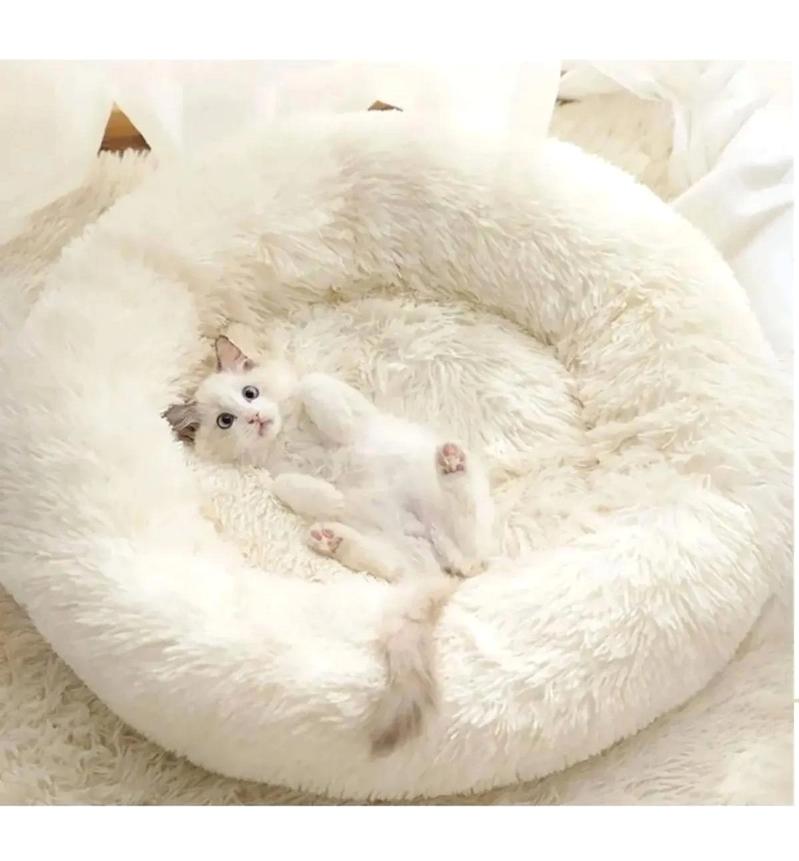 Xpermate Peluş Tek Fonksiyonlu 50 cm Kedi Yatağı Beyaz