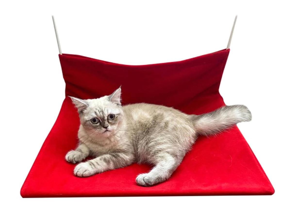 Herniks Peluş Tek Fonksiyonlu 47x35 cm Kalorifer Kedi Yatağı Kırmızı