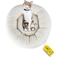 Beylini Peluş Tek Fonksiyonlu 50 cm Simit Kedi Yatağı Krem