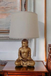 Bahar Aydınlatma Bahar Buda 1876 Tekli Metal - Kumaş Tek Ayak Abajur Eskitme