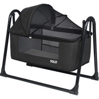 Polly Baby Keten Fileli Metal 0-13 kg Dikdörtgen Sallanan Anne Yanı Beşik Siyah