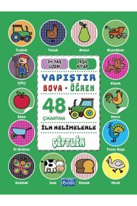 Parıltı Yayınları Boyama ve Çıkartma Kitapları Yapıştır Ve Boya Öğren - Çiftlik - Yeşil Kitap 3 Yaş Üzeri