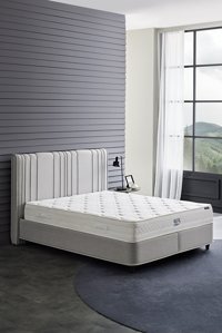 Yataş Blue Star 150 x 200 cm Yataklı Başlıklı Çift Kişilik Sandıklı Baza Seti Açık Gri