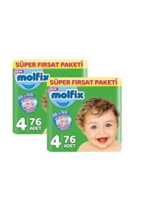 Molfix 3D Maxi 4 Numara Cırtlı Bebek Bezi 2x76 Adet