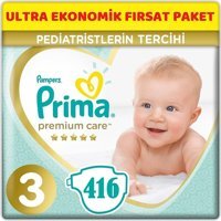 Prima Premium Care 3 Numara Cırtlı Bebek Bezi 416 Adet