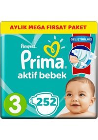 Prima Midi 3 Numara Cırtlı Bebek Bezi 252 Adet