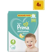 Prima Aktif Bebek Maxi 4 Numara Cırtlı Bebek Bezi 4x40 Adet
