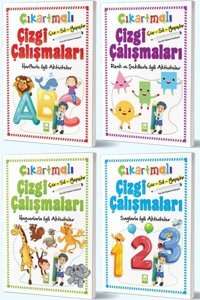 Beyaz Balina Yayınları Çiz-sil-yapıştır Çıkartmalı Çizgi Çalışmaları Seti (4 Kitap Takım)