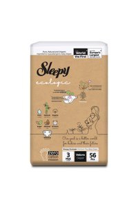 Sleepy Ecologic 3 Numara Organik Cırtlı Bebek Bezi 56 Adet