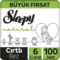 Sleepy Natural 6 Numara Organik Cırtlı Bebek Bezi 100 Adet
