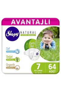 Sleepy Natural 7 Numara Organik Cırtlı Bebek Bezi 64 Adet