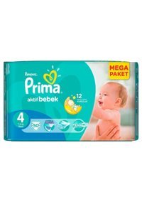 Prima Aktif Bebek Maxi 4 Numara Cırtlı Bebek Bezi 50 Adet