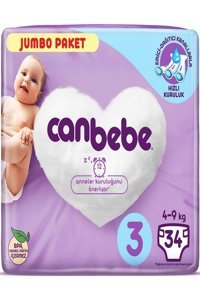 Canbebe Midi 3 Numara Bantlı Bebek Bezi 34 Adet