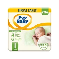 Evy Baby Fırsat Paketi 1 Numara Cırtlı Bebek Bezi 120 Adet