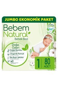 Molfix Bebem Natural Yenidoğan 1 Numara Organik Cırtlı Bebek Bezi 80 Adet