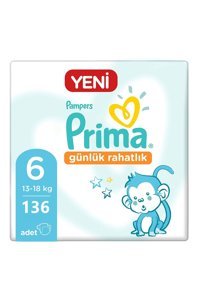 Prima Günlük Rahatlık 6 Numara Cırtlı Bebek Bezi 136 Adet