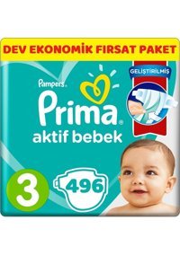 Prima Midi 3 Numara Cırtlı Bebek Bezi 496 Adet