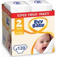 Evy Baby Süper Fırsat Paketi Mini 2 Numara Cırtlı Bebek Bezi 120 Adet