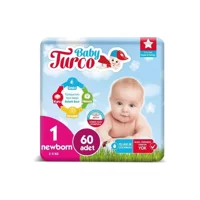 Baby Turco Yenidoğan 1 Numara Cırtlı Bebek Bezi 60 Adet