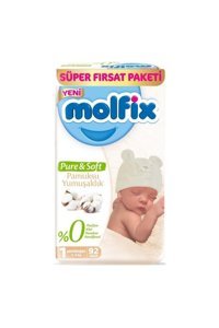 Molfix Pure & Soft Yenidoğan 1 Numara Cırtlı Bebek Bezi 92 Adet