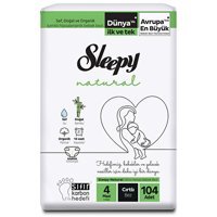 Sleepy Natural 4 Numara Organik Cırtlı Bebek Bezi 104 Adet