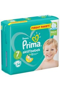 Prima Fırsat Paketi 7 Numara Cırtlı Bebek Bezi 34 Adet