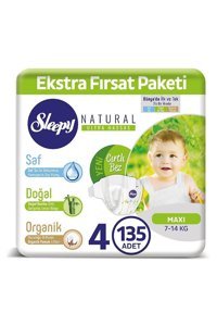 Sleepy Natural 4 Numara Organik Cırtlı Bebek Bezi 135 Adet