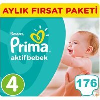 Prima Aktif Bebek 4 Numara Cırtlı Bebek Bezi 176 Adet