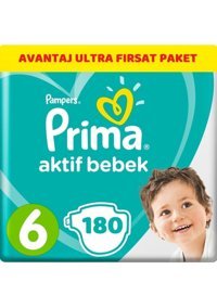 Prima Aktif Bebek 6 Numara Cırtlı Bebek Bezi 180 Adet