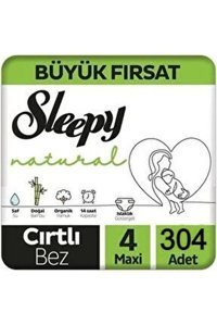 Sleepy Maxi Büyük Fırsat 4 Numara Organik Cırtlı Bebek Bezi 304 Adet