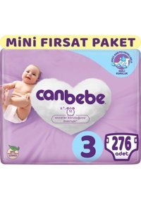 Canbebe Midi Extra Mini Fırsat Paketi 3 Numara Bantlı Bebek Bezi 276 Adet