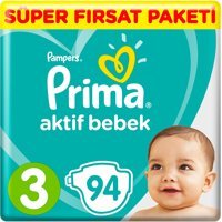 Prima Aktif Bebek Midi 3 Numara Cırtlı Bebek Bezi 94 Adet