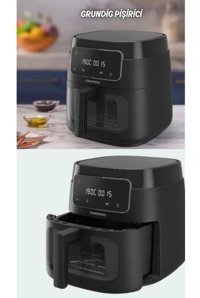 Hızlı ve Pratik 7,6 Litre Camlı Airfryer, 1900W, Siyah Renkli - Ahşap
