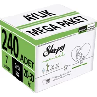 Sleepy Natural Aylık Mega Paket 7 + Numara Organik Cırtlı Bebek Bezi 240 Adet