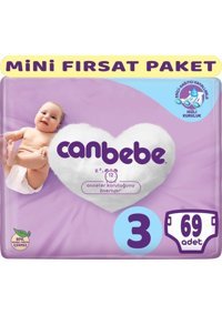 Canbebe Midi Mini Fırsat Paket 3 Numara Bantlı Bebek Bezi 69 Adet