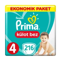 Prima Ekonomik Paket 4 Numara Külot Bebek Bezi 4x54 Adet