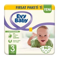 Evy Baby Fırsat Paketi 3 Numara Cırtlı Bebek Bezi 90 Adet