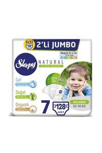 Sleepy Natural Ultra Hassas 7 Numara Organik Cırtlı Bebek Bezi 128 Adet
