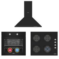 Simfer 4 Fonksiyon Trend Siyah Cam 3'lü Ankastre Set (8252 - 3046 - 8713)