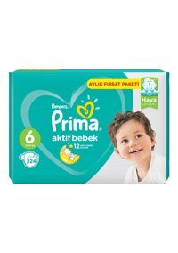 Prima Aktif Bebek Extra Large 6 Numara Cırtlı Bebek Bezi 124 Adet