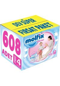 Molfix Süper Yumuşak 4 Numara Külot Bebek Bezi 608 Adet