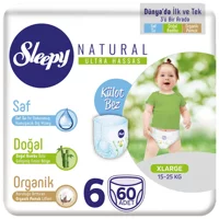Sleepy Natural Ultra Hassas XL 6 Numara Organik Külot Bebek Bezi 60 Adet